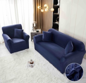 Set husa elastica catifea pentru canapea 3 locuri, 180cm - 230cm