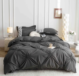 Set lenjerie de pat premium, cu inimioare brodate, 6 piese