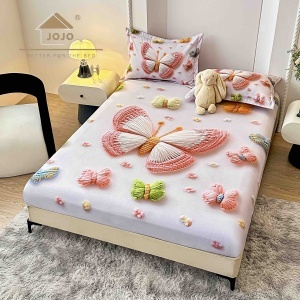 Husa de pat imprimeu 5D cu elastic 160x200cm + 2 fete de perna