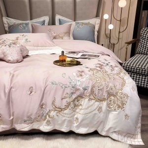 Lenjerii de pat bumbac 100% satin premium cu broderie deluxe, 4 piese