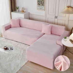 Set 2 huse elastice pentru coltar din catifea, marime M+L + 2 fete de perna