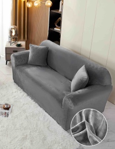 Set husa elastica catifea pentru canapea 2 locuri, 130cm - 180cm