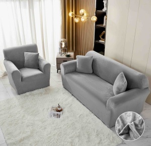 Set husa elastica catifea pentru canapea 3 locuri, 180cm - 230cm