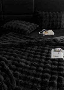Set lenjerie de pat deluxe extra pufoasa, blanita artificiala de iepure, 6 piese - Img 7