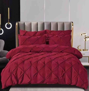 Set lenjerie de pat premium, cu pliuri brodate, 6 piese, cu elastic