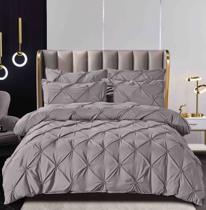 Set lenjerie de pat premium, cu pliuri brodate, 6 piese, cu elastic