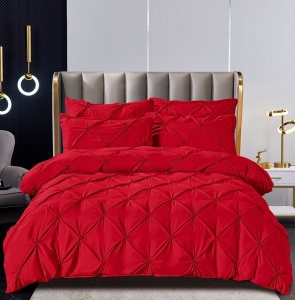 Set lenjerie de pat premium, cu pliuri brodate, 6 piese