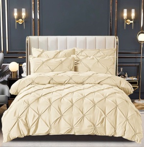 Set lenjerie de pat premium, cu pliuri brodate, 6 piese