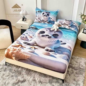Husa de pat imprimeu 5D cu elastic 160x200cm + 2 fete de perna