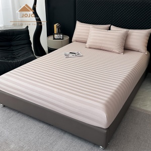 Lenjerie de Pat 100% Bumbac, Damasc Deluxe, 6 Piese, Cearceaf cu Elastic 180x200 cm, Husă Pilotă 200x230 cm, Sampanie Roze - Img 5