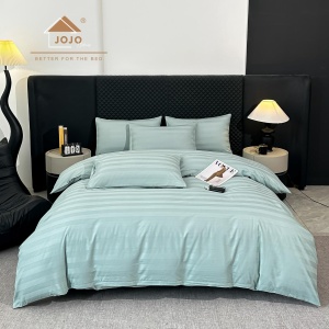 Lenjerie de Pat 100% Bumbac, Damasc Deluxe, 6 Piese, Cearceaf cu Elastic 180x200 cm, Husă Pilotă 200x230 cm, Verde Menta - Img 3