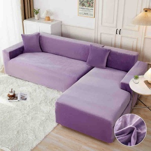 Set 2 huse elastice pentru coltar din catifea, marime M+L + 2 fete de perna
