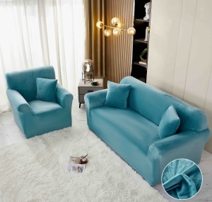 Set husa elastica catifea pentru canapea 3 locuri, 180cm - 230cm