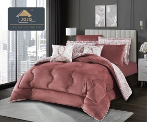 Set lenjerie de pat cocolino extra pufoasa cu pilota inclusa, cu 2 fete, blanita artificiala de iepure, 6 piese. cu elastic