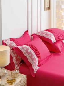 Set lenjerie de pat premium, cu inimioare brodate, 6 piese - Img 4