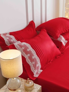Set lenjerie de pat premium, cu inimioare brodate, 6 piese - Img 2