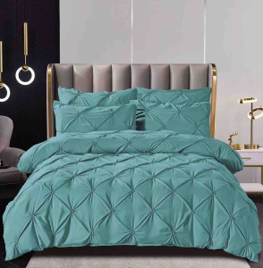 Set lenjerie de pat premium, cu pliuri brodate, 6 piese, cu elastic