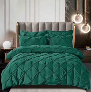 Set lenjerie de pat premium, cu pliuri brodate, 6 piese, cu elastic