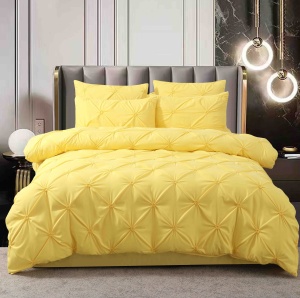 Set lenjerie de pat premium, cu pliuri brodate, 6 piese, cu elastic
