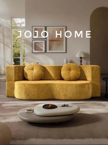 Canapea Extensibilă Urban Cloud 2 în 1, 200 x 85 x 68 cm, Spumă Poliuretanică de Înaltă Densitate - Galben