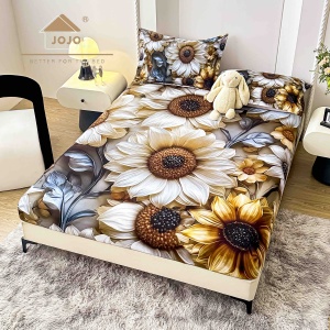 Husa de pat imprimeu 5D cu elastic 160x200cm + 2 fete de perna