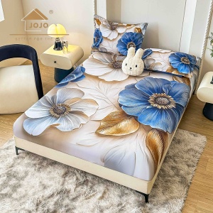 Husa de pat imprimeu 5D cu elastic 160x200cm + 2 fete de perna