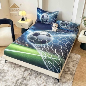 Husa de pat imprimeu 5D cu elastic 160x200cm + 2 fete de perna