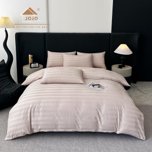 Lenjerie de Pat 100% Bumbac, Damasc Deluxe, 6 Piese, Cearceaf cu Elastic 180x200 cm, Husă Pilotă 200x230 cm, Sampanie Roze - Img 2