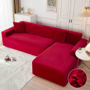 Set 2 huse elastice pentru coltar din catifea, marime M+L + 2 fete de perna