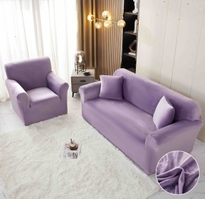 Set husa elastica catifea pentru canapea 3 locuri, 180cm - 230cm