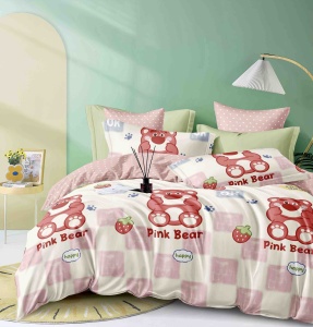 Set lenjerie de pat 1 persoana, 4 piese, cearceaf fara elastic 155x230cm