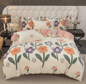Set lenjerie de pat cocolino pufoasa, 4 piese, cu elastic
