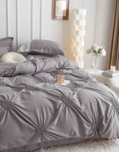 Set lenjerie de pat premium, cu inimioare brodate, 6 piese - Img 6