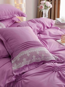 Set lenjerie de pat premium, cu inimioare brodate, 6 piese - Img 7