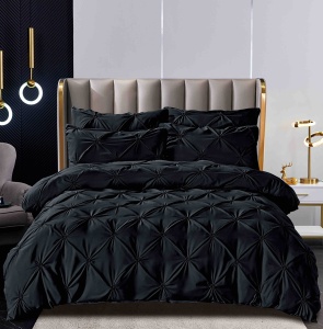 Set lenjerie de pat premium, cu pliuri brodate, 6 piese, cu elastic