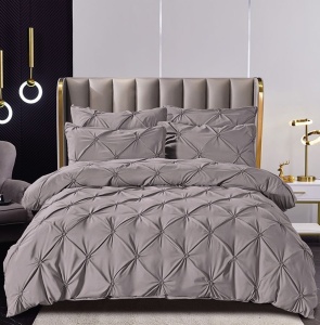 Set lenjerie de pat premium, cu pliuri brodate, 6 piese
