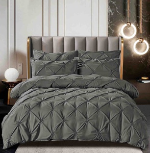 Set lenjerie de pat premium, cu pliuri brodate, 6 piese
