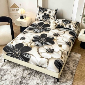Husa de pat imprimeu 5D cu elastic 160x200cm + 2 fete de perna