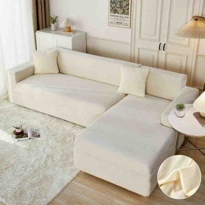 Set 2 huse elastice pentru coltar din catifea, marime M+L + 2 fete de perna