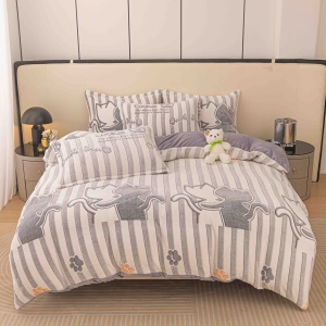 Set lenjerie de pat cocolino pufoasa, 4 piese, cu elastic