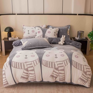 Set lenjerie de pat cocolino pufoasa, 4 piese, cu elastic