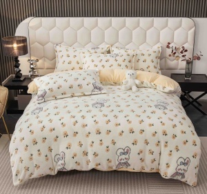Set lenjerie de pat cocolino pufoasa, 4 piese, cu elastic