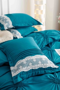 Set lenjerie de pat premium, cu inimioare brodate, 6 piese - Img 6