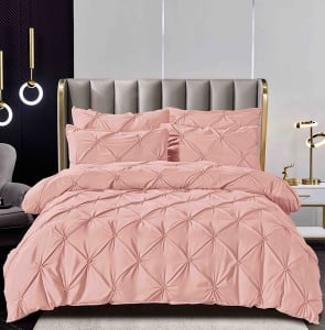 Set lenjerie de pat premium, cu pliuri brodate, 6 piese