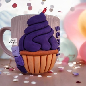 Cănuță personalizată cu brioșă, lucrată manual din lut polimeric 🧁💖 - Img 2