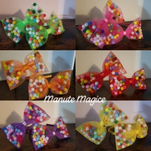 Bentiță cu fundiță din tulle și biluțe colorate - - Img 2