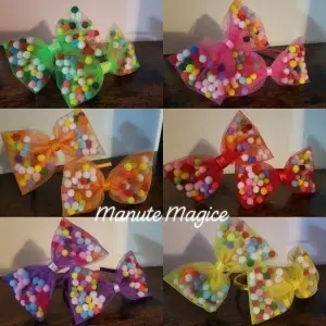 Bentiță cu fundiță din tulle și biluțe colorate - - Img 2