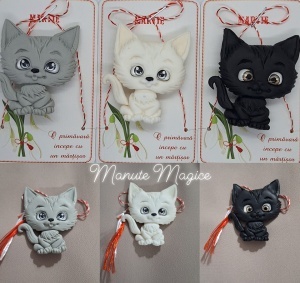 Mărțișor pisicuță – lucrat manual din lut polimeric 🐱❤️ - Img 3