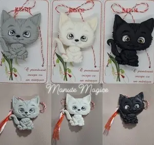 Mărțișor pisicuță – lucrat manual din lut polimeric 🐱❤️ - Img 3