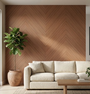 Placă PVC Lemn Chevron Warm Cherry 1.22 x 2.4 m, Grosime 2.5 mm - Img 2